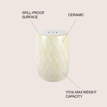 Moroccan Diamonds 18" Ceramic Drum Garden Stool - JONATHAN Y